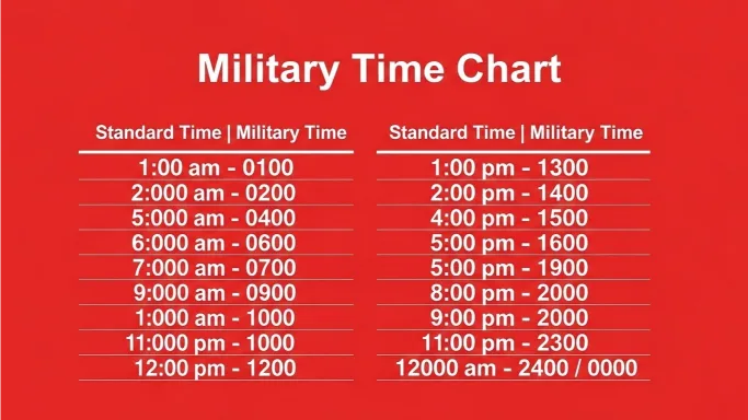 Military Time Chart
